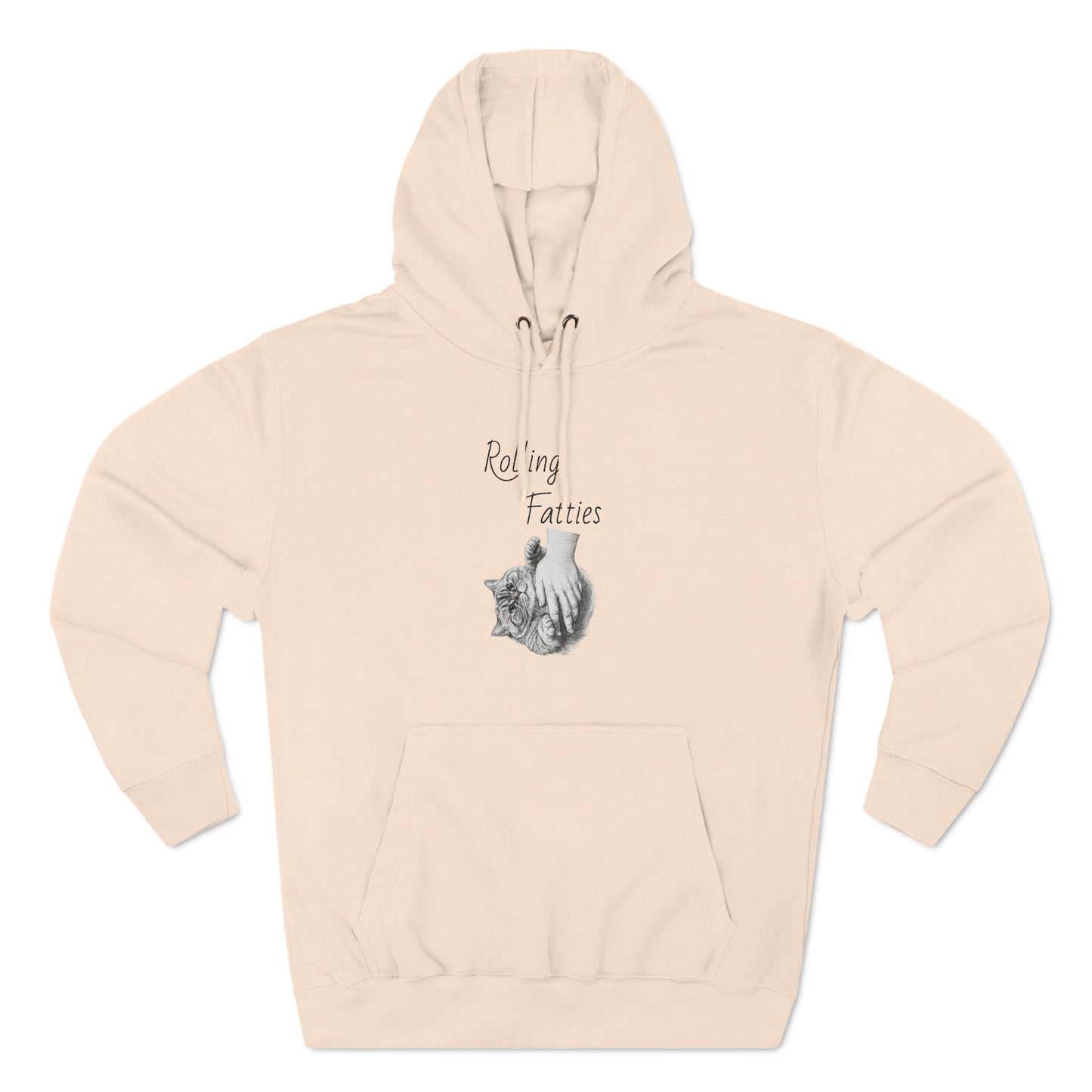 Beige Rolling Fatties Hoodie with a cozy fit and artistic front print. Crafted from premium fabric for long-lasting wear and comfort.