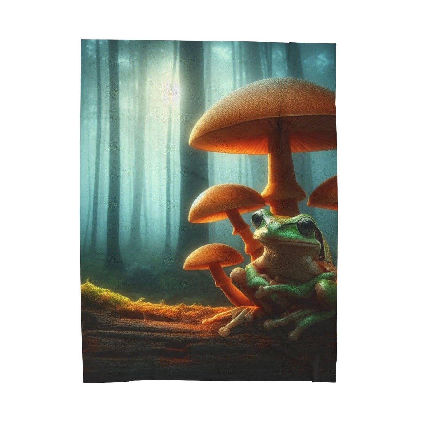 Frog and mushroom Velveteen Plush Blanket