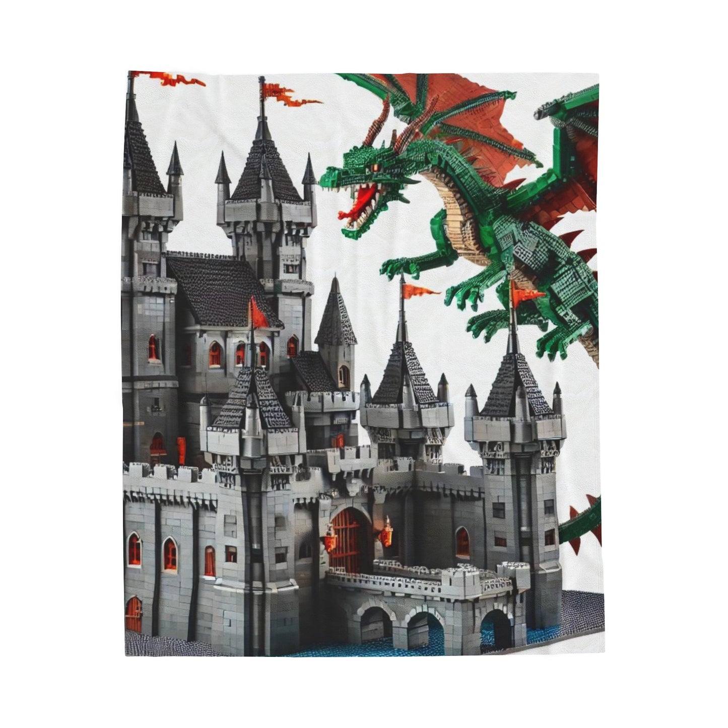 Block Dragon and Castle Plush Blanket