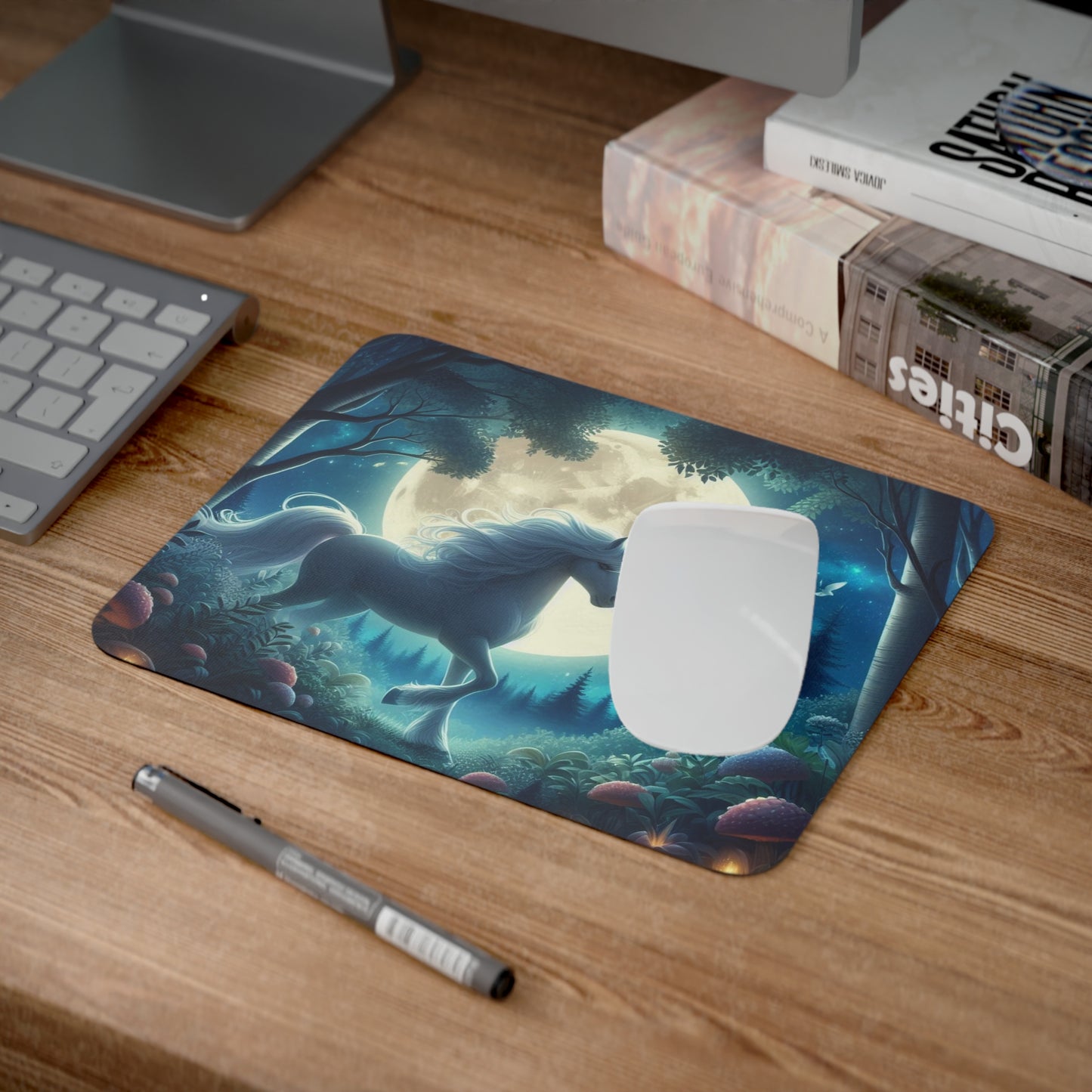 Mouse Pad - Unicorn in a Full Moon Design