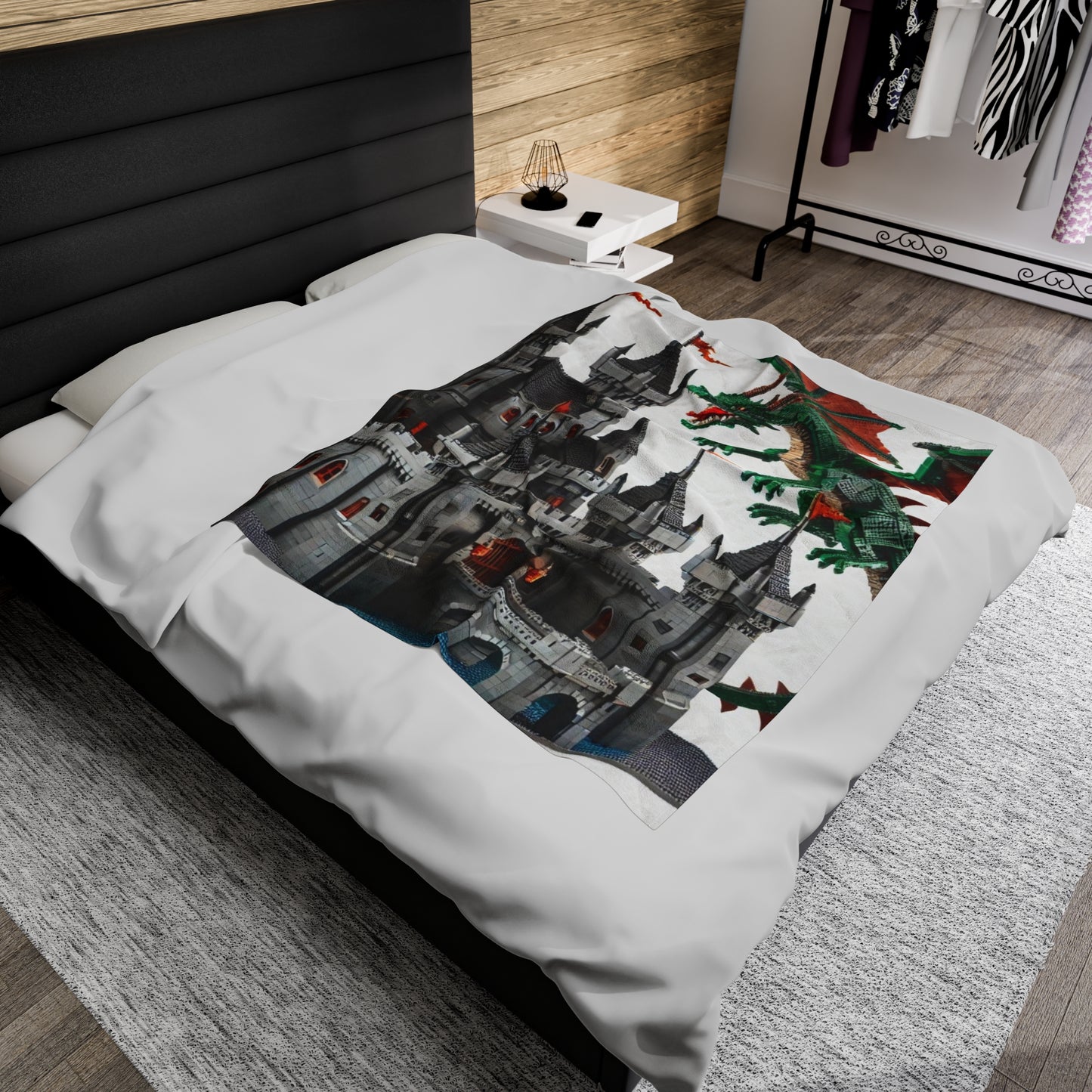 Block Dragon and Castle Plush Blanket