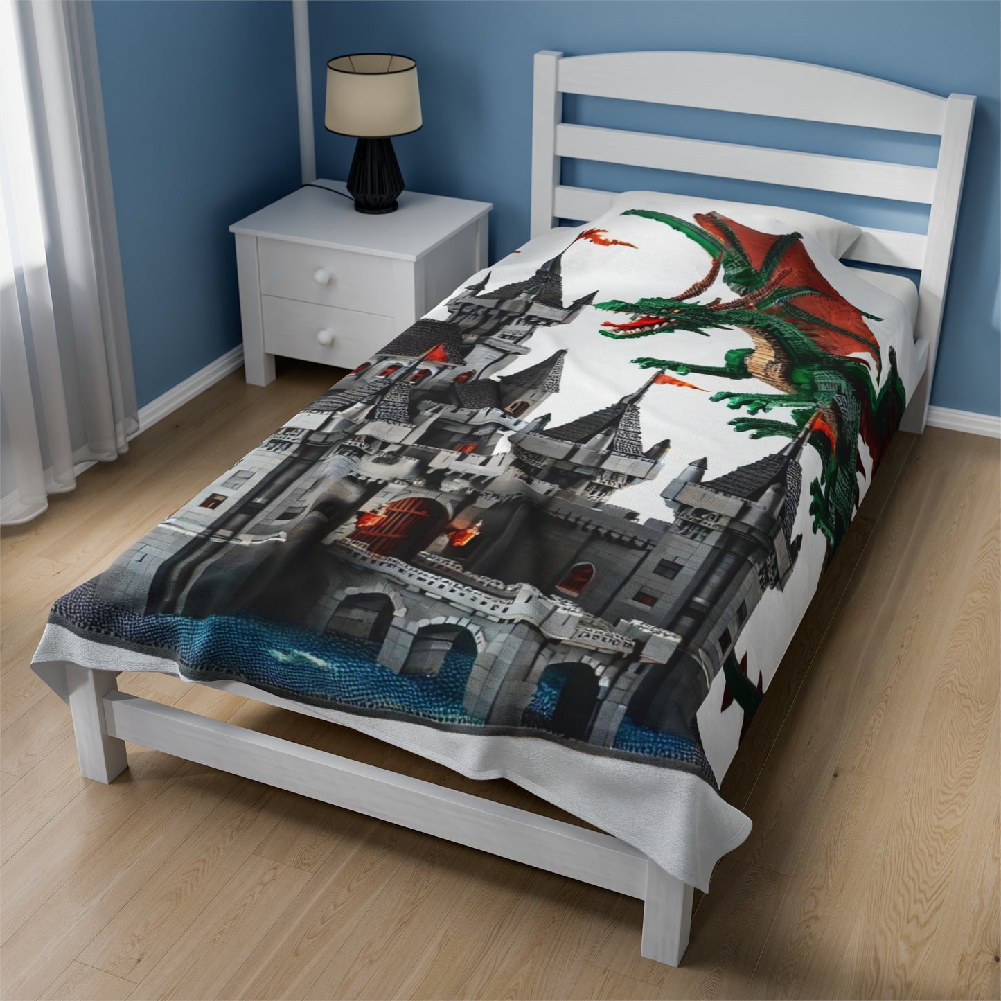 Block Dragon and Castle Plush Blanket