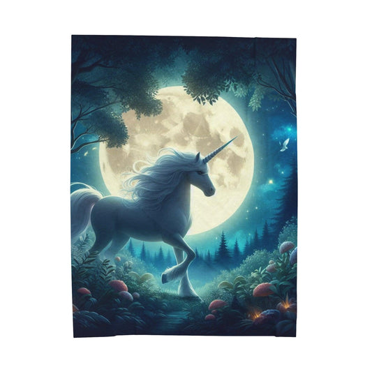 Moonlight unicorn Velveteen Plush Blanket