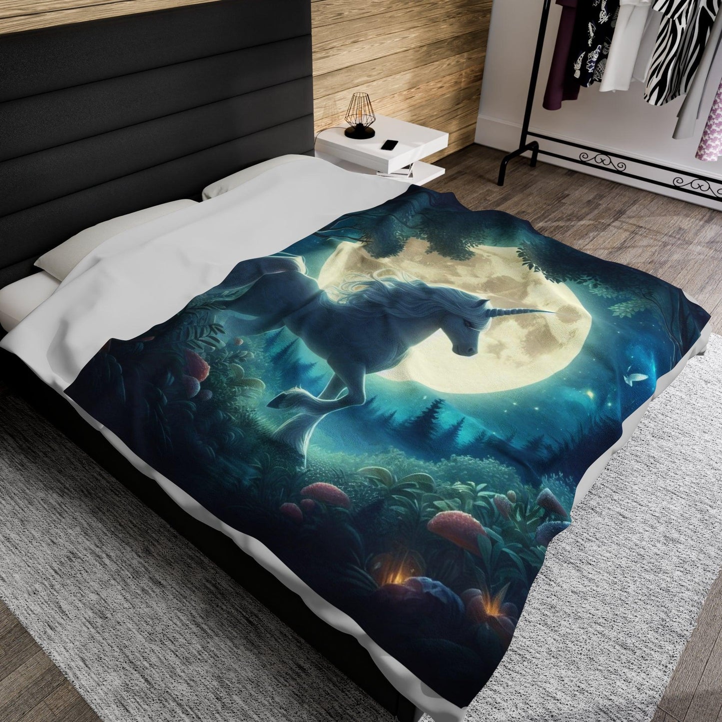 Moonlight unicorn Velveteen Plush Blanket