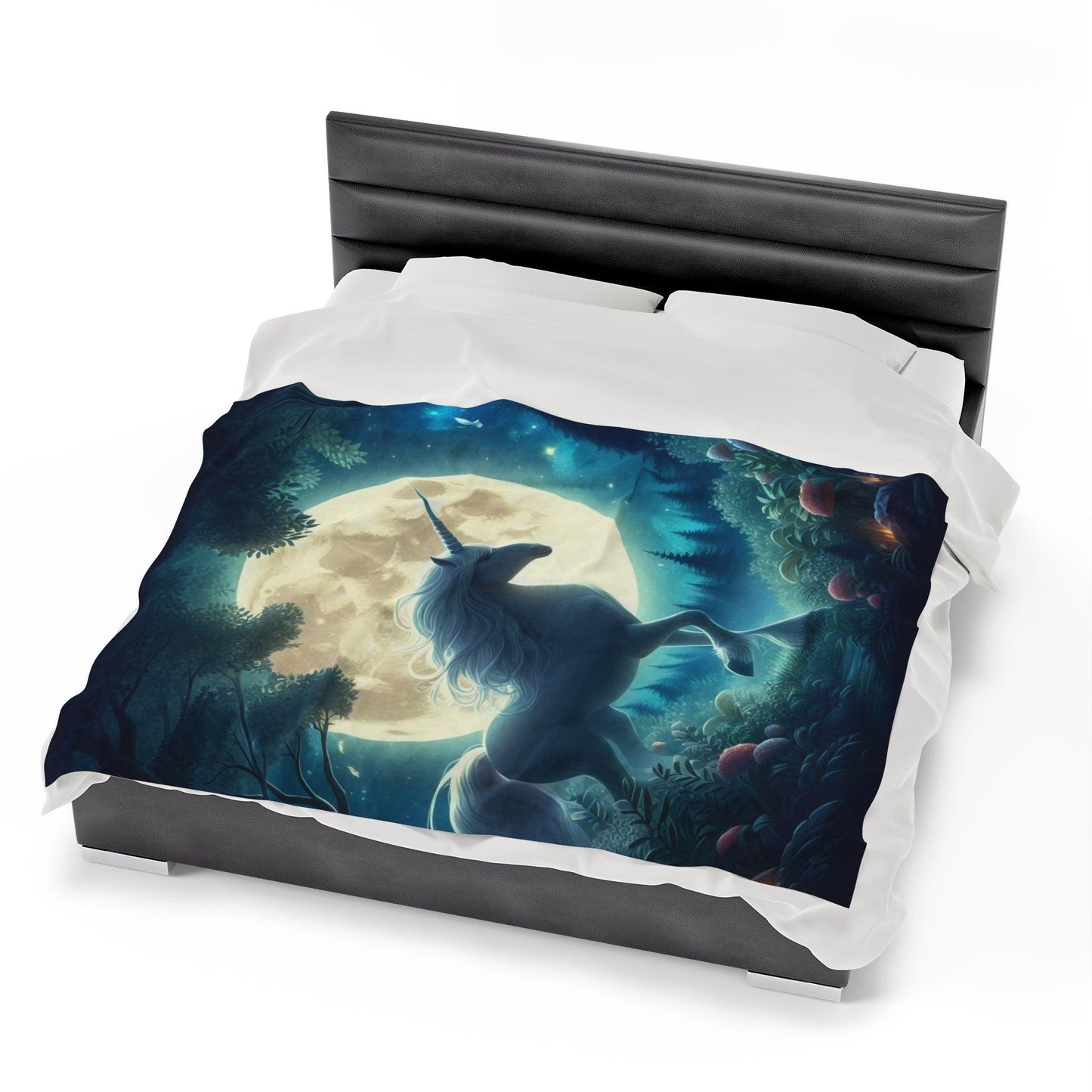 Moonlight unicorn Velveteen Plush Blanket